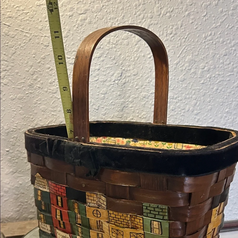 Handcrafted  Caro Nan Village Scene Basket repurposed